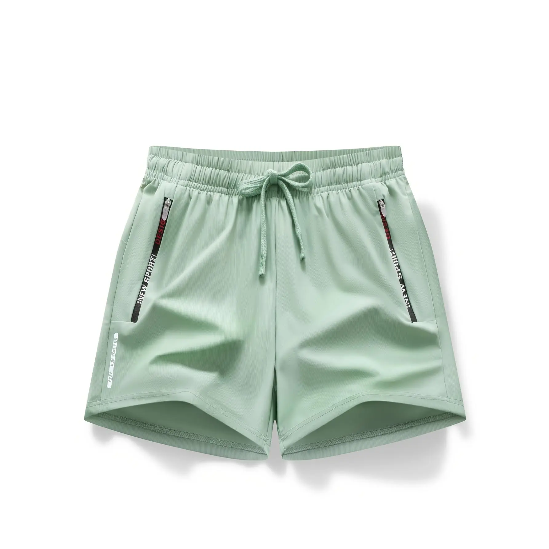 A Pair of Women'S Quick-Dry Shorts, Athletic Three-Quarter Shorts, Running Shorts, Fitness Training Three-Quarter Pants, Featuring Zippered Pockets, Ice, Drawstring Waist, Solid Color Shorts, Suitable Outdoor Training