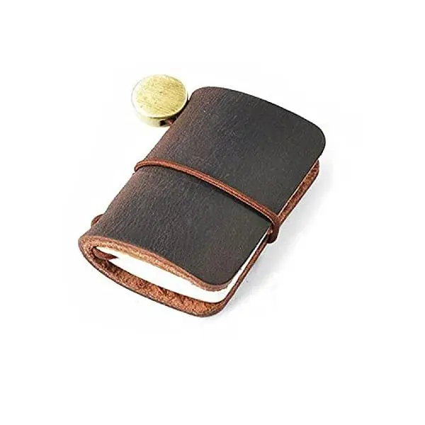 Jurxy Leather Refillable Traveler's Notebook - Mini 4.8cm x 3.2cm Doll Diary, Dark Brown, Office Stationery Supplies