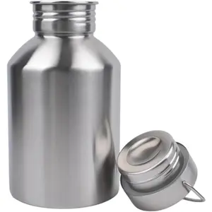 Stainless steel kettle with handle, large-capacity kettle for men, single-layer thickened metal kettle, leak-proof and drop-resistant, large-capacity hot water kettle, suitable for sports, camping, and hiking