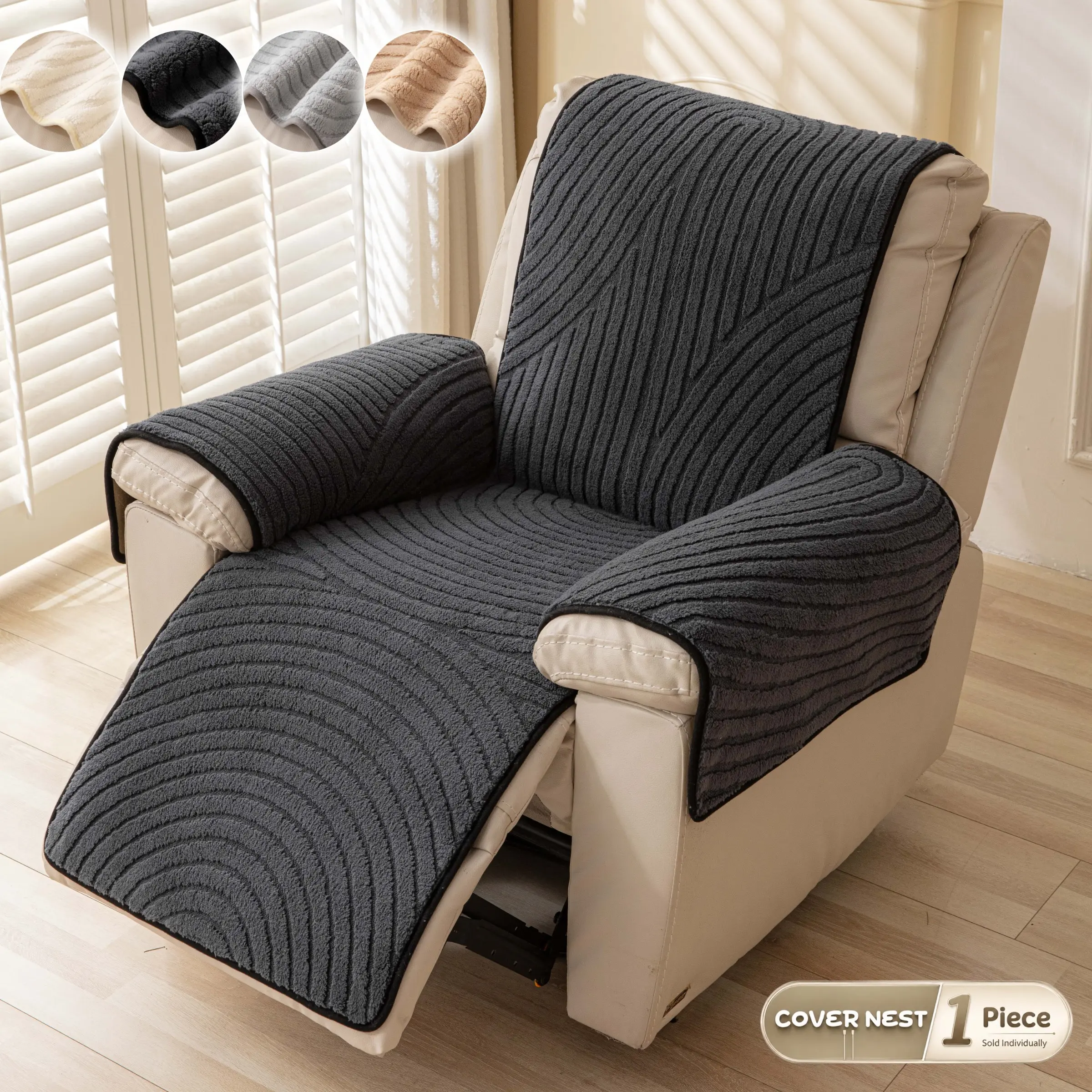 Couch Covers for Recliner Chair, Pet Friendly Sofa Cover, Recliner Covers That Stay In Place, Soft Non Slip Recliner Protector Pad 1 Piece, Plush Furniture Cover for Living Room, Bedroom, RV Chair, Washable Sofa Slipcover, Reclining Couch Cover & More