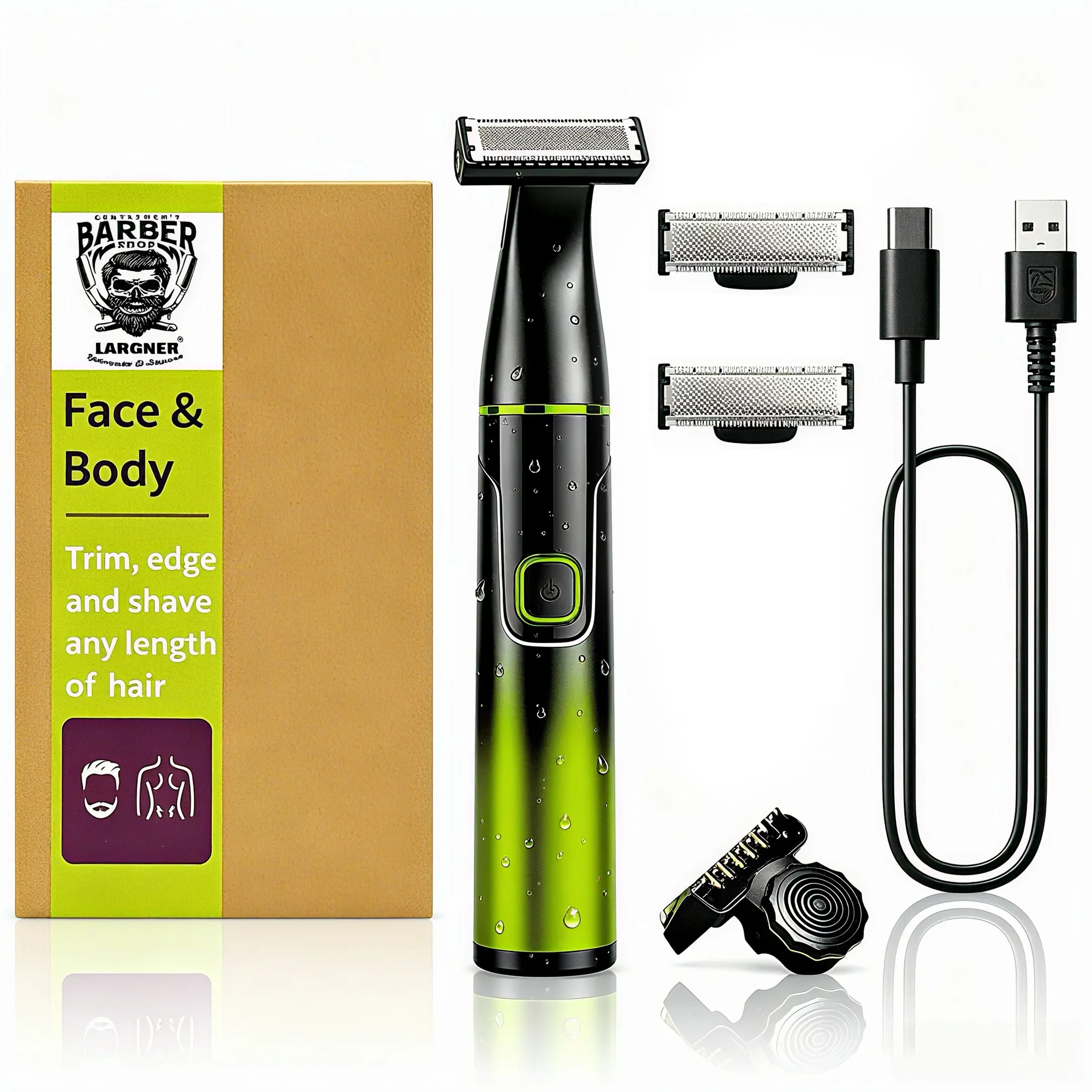 Portable Electric Trimmer for Full Body, Four-In-One Multi-Function Waterproof Hair Clipper, Men's Beard Styling and Sideburn Trimming Tool