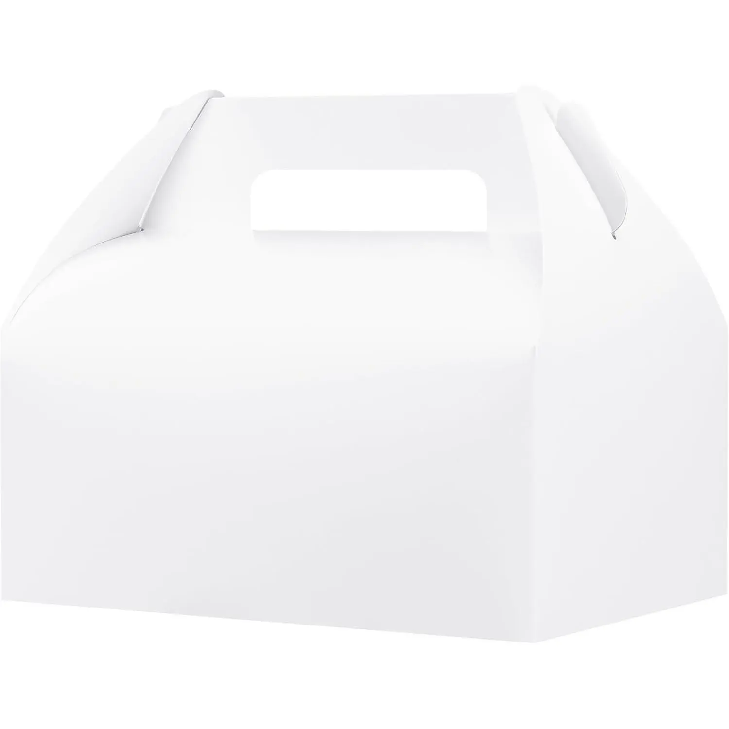 30 Pack 9x6x6 Gable Boxes, Large White Treat Boxes with Handles, Cardboard Gift Boxes for Party Favors, Lunch, Bakery, Cookies, Picnic, To-Go Food, DIY Gift Packaging