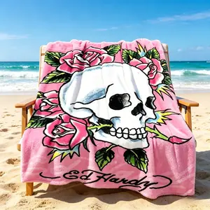 3dED- HARDY Tattoo Tiger Skull Blanket Living Room Bedroom Sofa Soft and Comfortable Warm Blanket Office Leisure Blanket