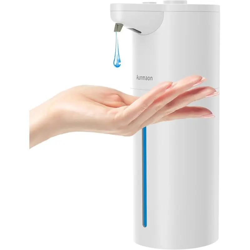 Touchless Automatic Soap Dispenser for Kitchen and Bathroom, Adjustable Volume Hands-Free Pump for Thick and Thin Soap, Long Battery Life, White