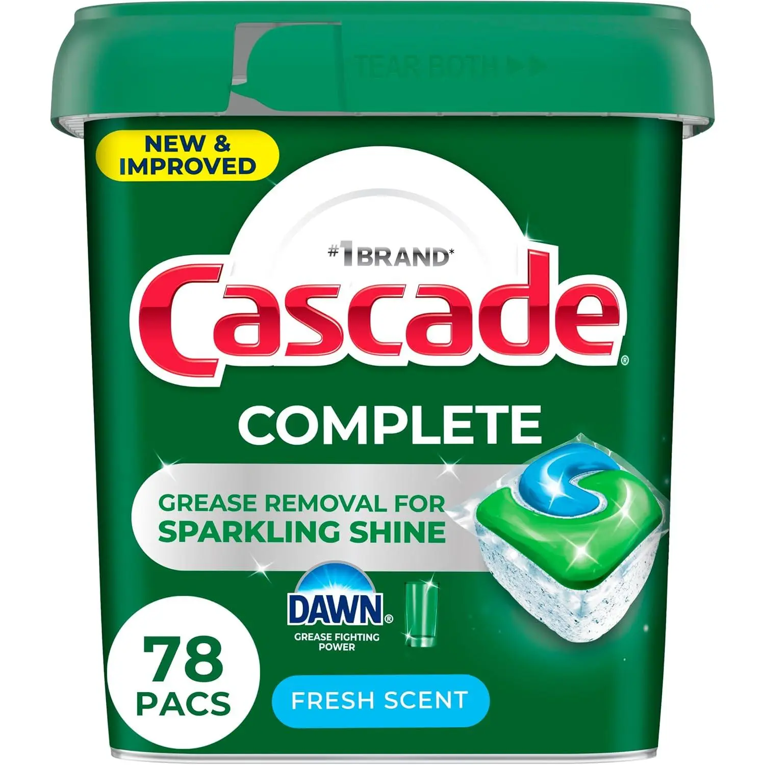 Complete Dishwasher Pods - Fresh Scent ActionPacs, Dishwasher Detergent, Dishwasher Soap, Detergent Pods, 78 Count