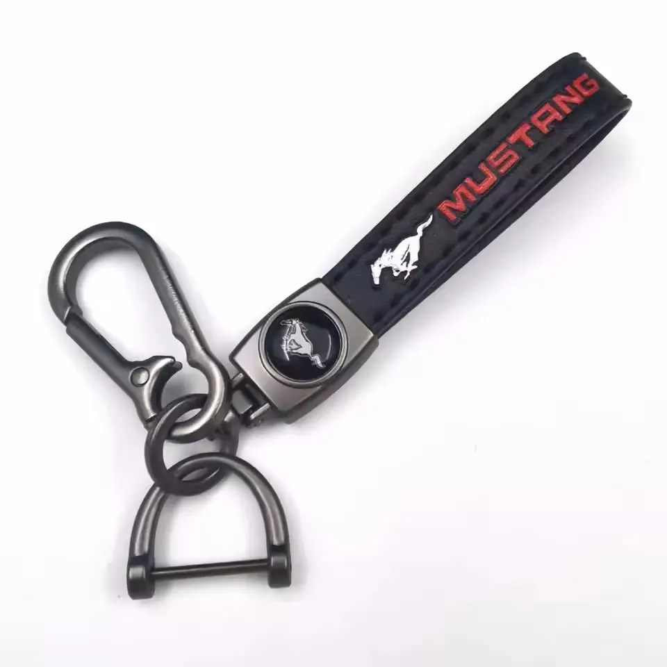 High Quality Leather Car Logo Keychain Key Ring Key Rings For Car Keys Chain Pendant Gifts For Ford Fusion Mustang Explorer F150 F250 F350 EcoSport Edge S-MAX Ranger Auto Accessories