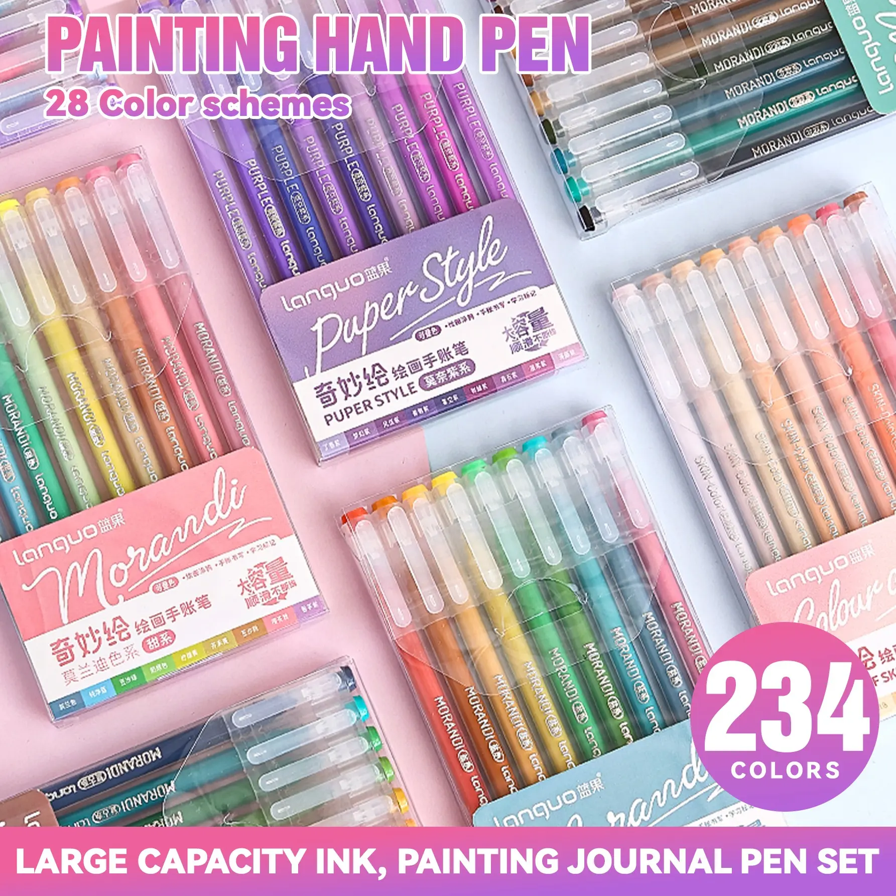 234 Colors Neutral Markers Set, High Capacity Morandi Warm Tone Fluorescent Markers, Art Drawing Anime Comic, Student Highlighter, Layerable