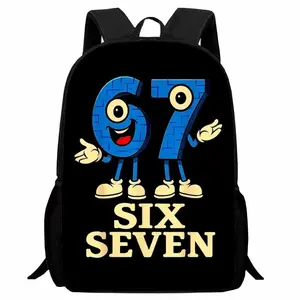 1pc Backpack,  Pouch with Blue Cyberpunk 'SIX SEVEN' Robot Print. Futuristic Tech Design for Students, Professionals, or Trend Enthusiasts. Ideal for Commuting, School, Travel.