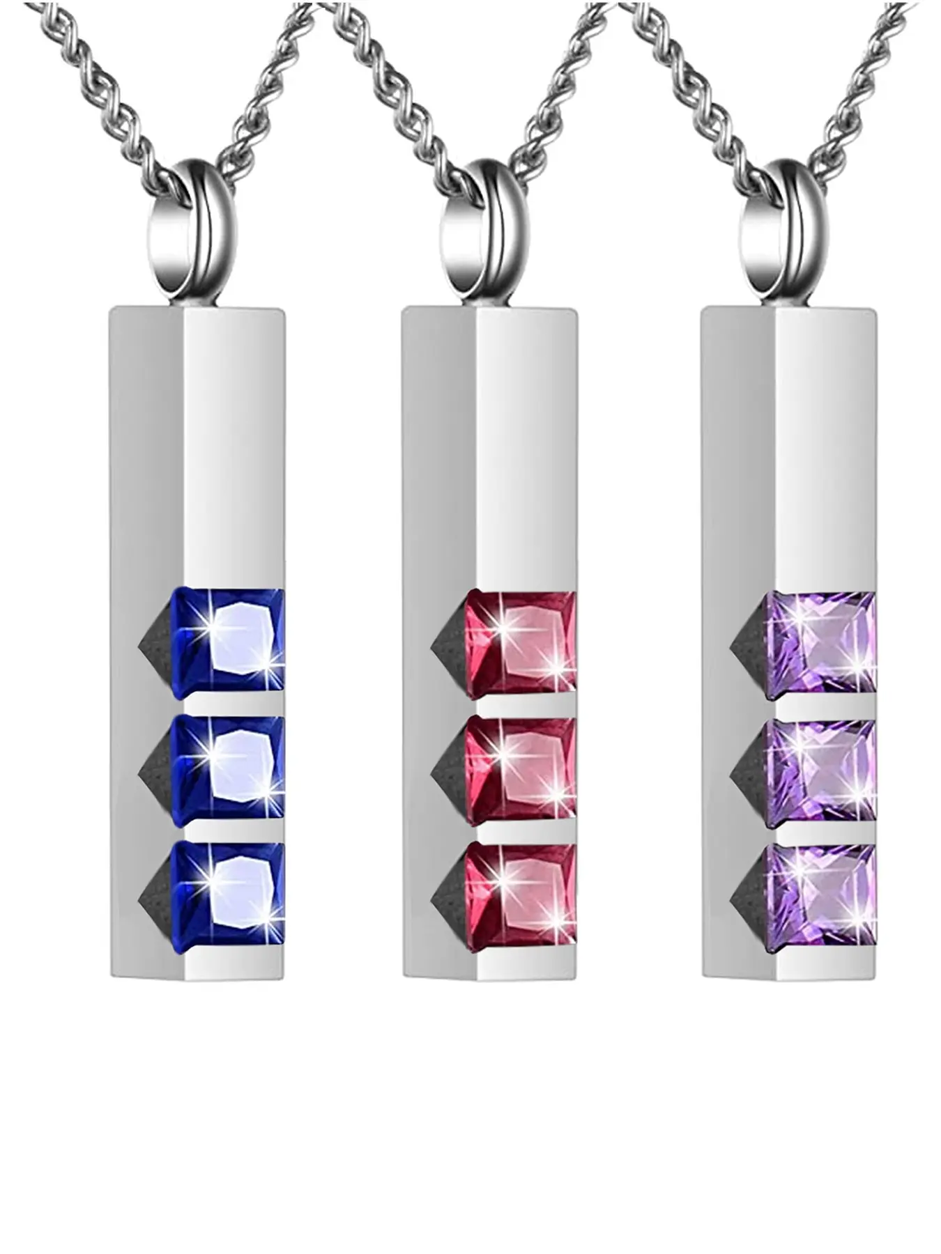 1 Pcs Urn Necklaces for Ashes Birthstone Cube Urns for Human Ashes Memorial Cremation Urn Locket Keepsake Ashes Jewelry Stainless Steel Jewelry