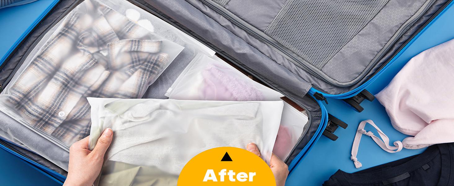 100pcs Clothing Packaging Bags for Shipping - 10x13 Inch Plastic Frosted Bags for Travel Storage or Small Businesses- Zipper Apparel Bag for Shirts, Socks, Underwear, and Documents -No Vent Holes