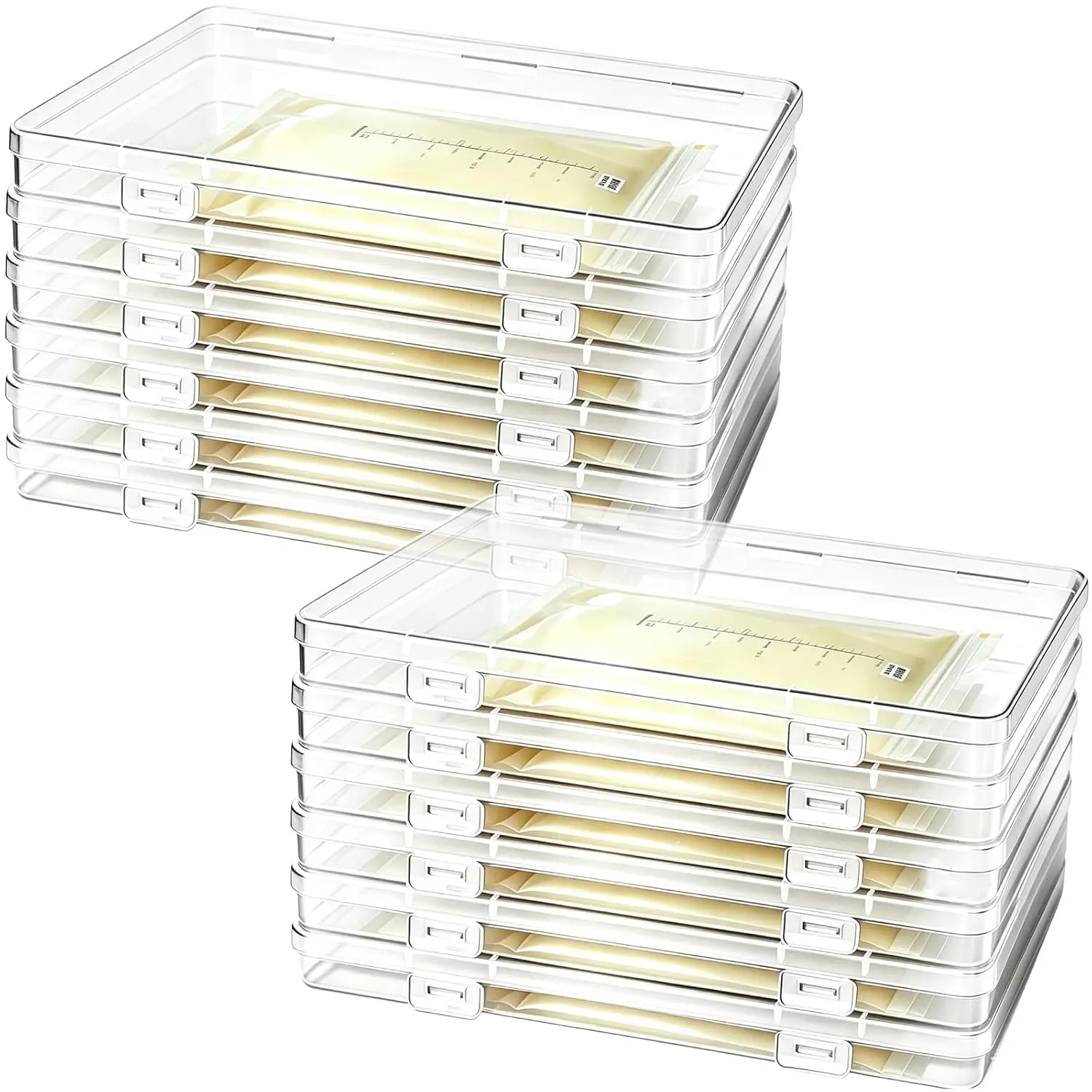 12 Pack Breast Milk Storage Trays, Flat Freezer Organizer for Breastmilk Storage Bags, Space-Saving Breast Milk Freezer Storage Containers, 7.5 x 5.1 x 0.7 Inch