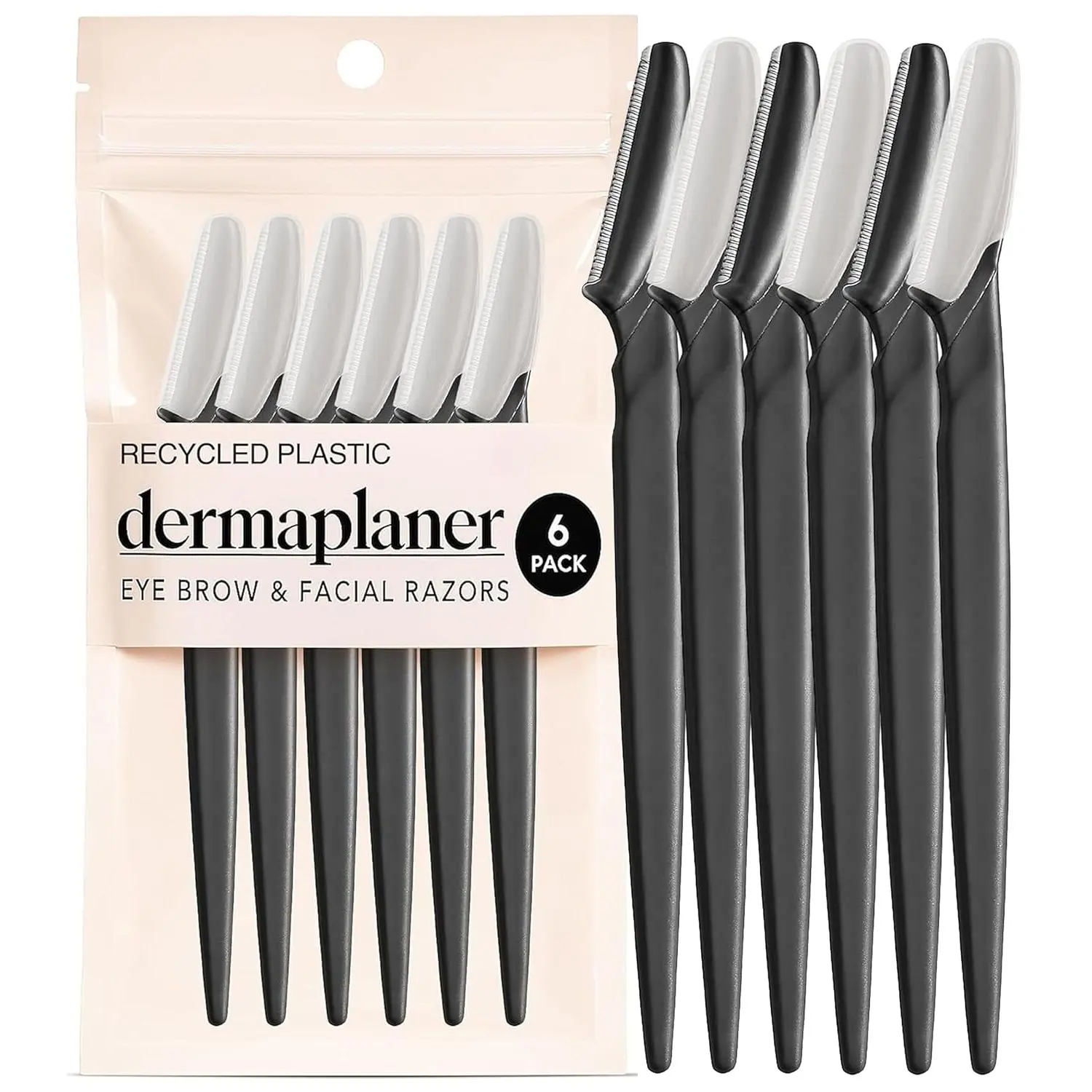 Dermaplane Razor for Women Face – Face Razors for Women & Men, Eye Brow Razors & Face Shaver – Exfoliating Facial Razor & Dermaplaner as Skin Care Tool for Smoother Skin - Black, 6 pcs