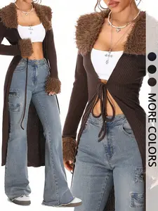 Women's Long Sleeve Knit Cardigan, Fashion Vintage Casual Plaid Pattern, Fitted Medium Fabric, Fall & Winter Outerwear