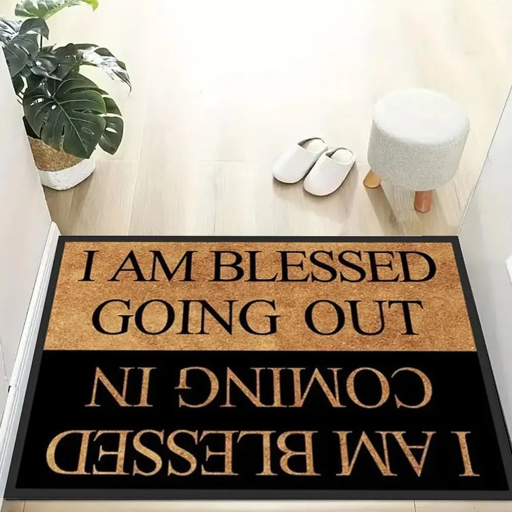 Blessing Carpet Funny Welcome Door Mat, Front Door Mat I'm Blessed Come in Out Welcome Doormat for Entryway, Humorous Christian Doormats for Home, Housewarming Gift, Entryway Rug, Dustproof