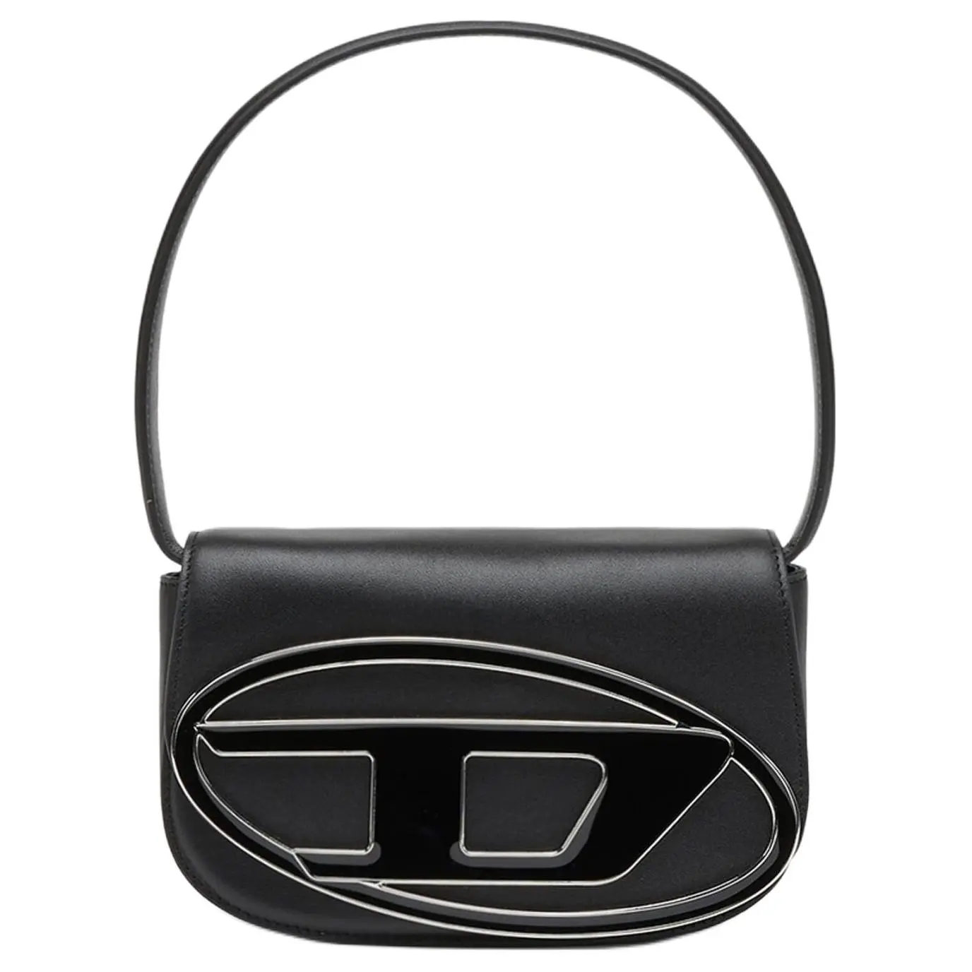 Diesel Letter Logo Adjustable Strap Handbag for Women – Casual Chic Calfskin Crossbody Bag in Black