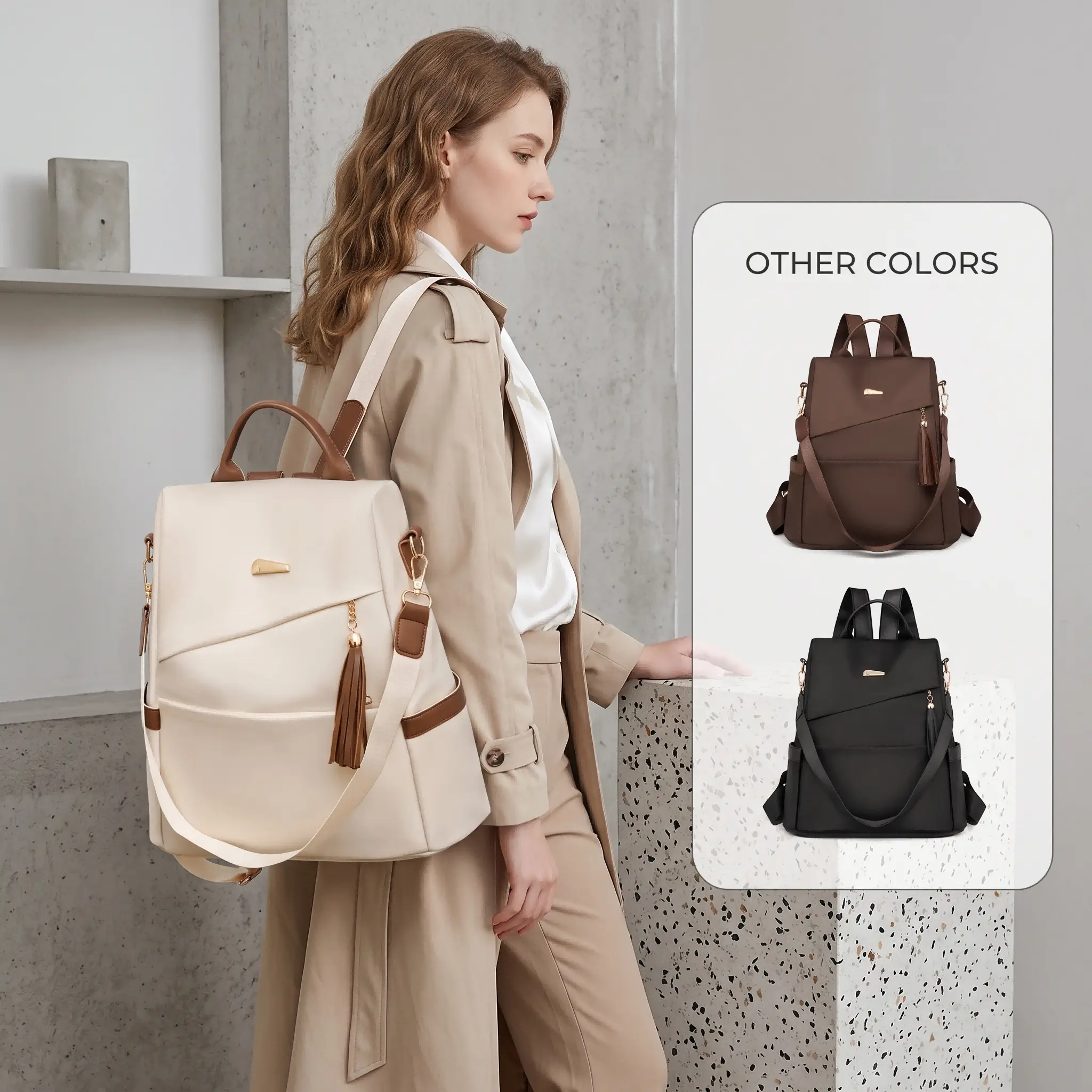 Women's Minimalist Large-Capacity Soft Leather Backpack with Zipper - Waterproof, Anti-Theft, Casual School & Travel Bag for Students