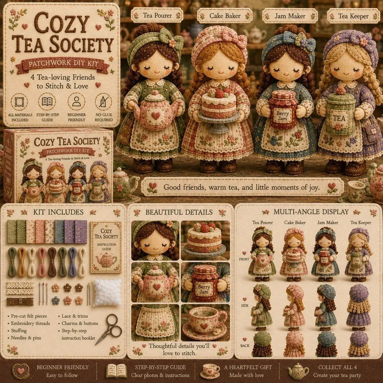 Portable Cute New Patchwork DIY Kit Series, Fun Quirky Doll Making Set, Creative Craft Supplies, Art Craft Kits, Perfect for Beginners and Enthusiasts