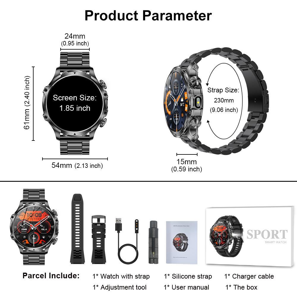 1.85-Inch Large-Screen Smartwatch with Call Answering, Calling, and Message Reminders, Wireless Multifunctional Smart Watch with Spare Silicone Band and Multiple Sports Modes for Men #GLOBAL PICKS 1.85-Inch Large-Screen Smartwatch with Call Answering, Calling, and Message Reminders, Wireless Multifunctional Smart Watch with Spare Silicone Band and Multiple Sports Modes for Men #GLOBAL PICKS