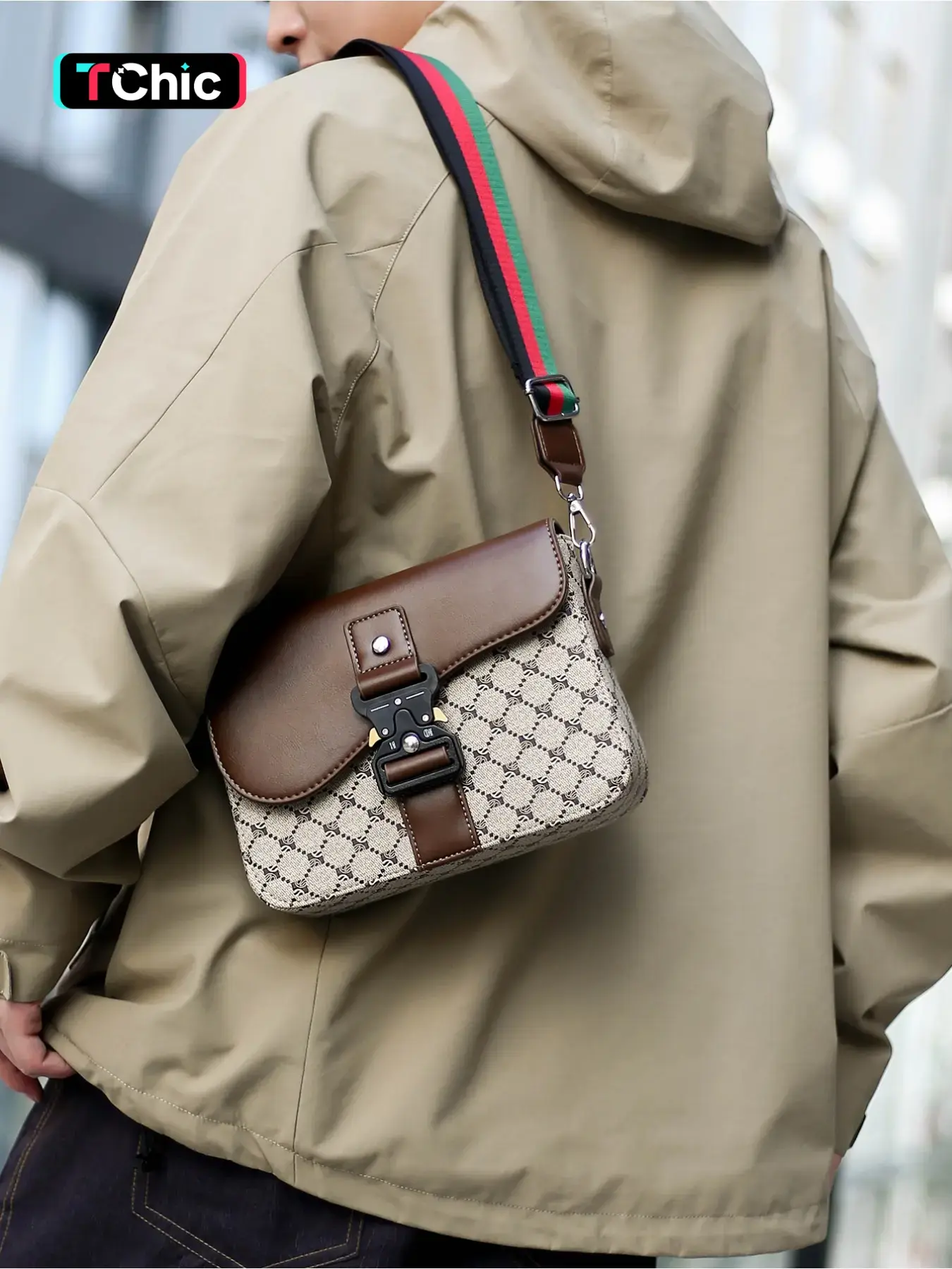 Retro Color-Block Checkered Men's Stylish Crossbody Bag Versatile Commuter & Casual Shoulder Bag Perfect for Daily Outings, Travel, and Sports Zippered Sling Bag Fashionable Casual Bag Fashion Crossbody Bags