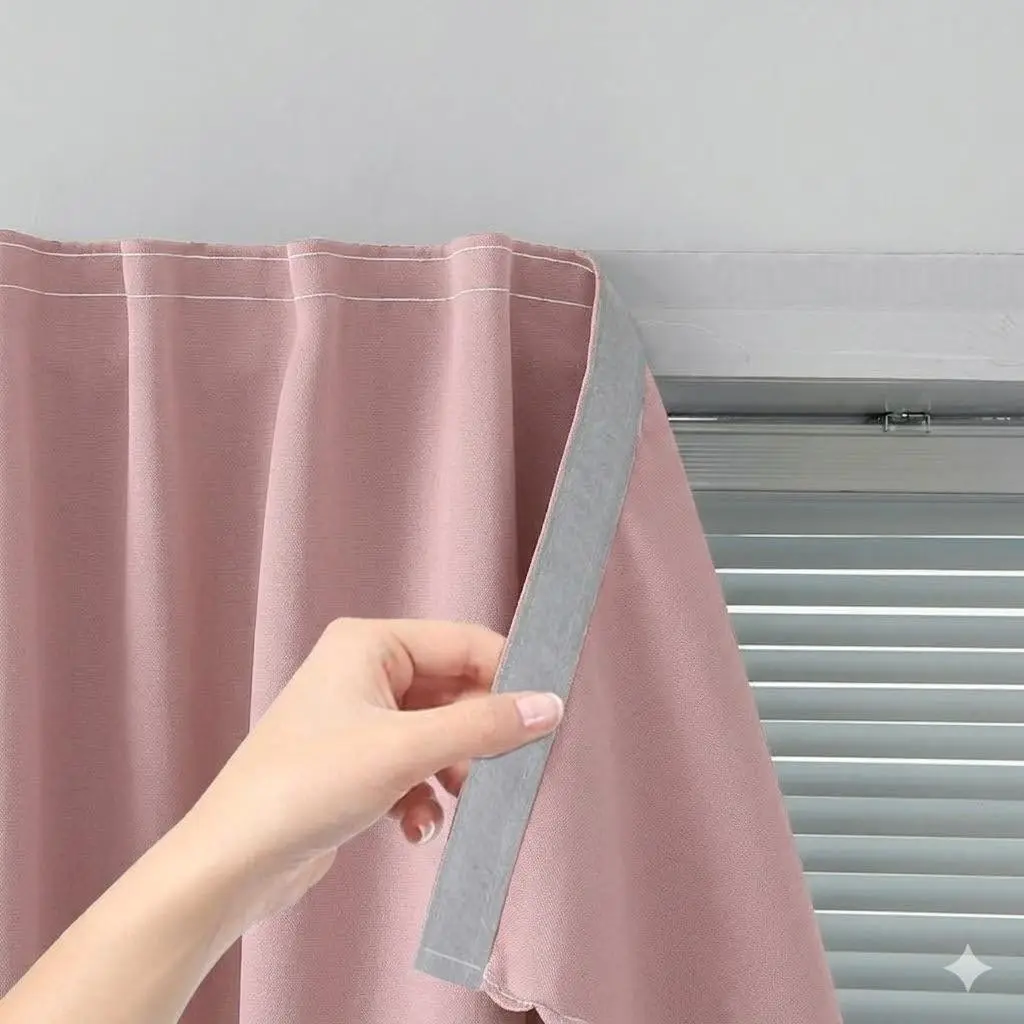 Self-Adhesive Magic Tape Blackout Curtain, Window Curtain, Curtain For Windows, Easy Installation No Drilling, Portable Blackout Curtains for Bedroom/living Room/kitchen/baby Room