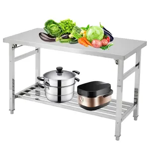 Stainless Steel Work Table with Adjustable Undershelf Collapsible Commercial Prep Table Heavy Duty Folding Metal Utility Table Workstation for Office Garage Kitchen Workshop Bar Warehouse 920lbs Capacity Anti-Rust 48x24