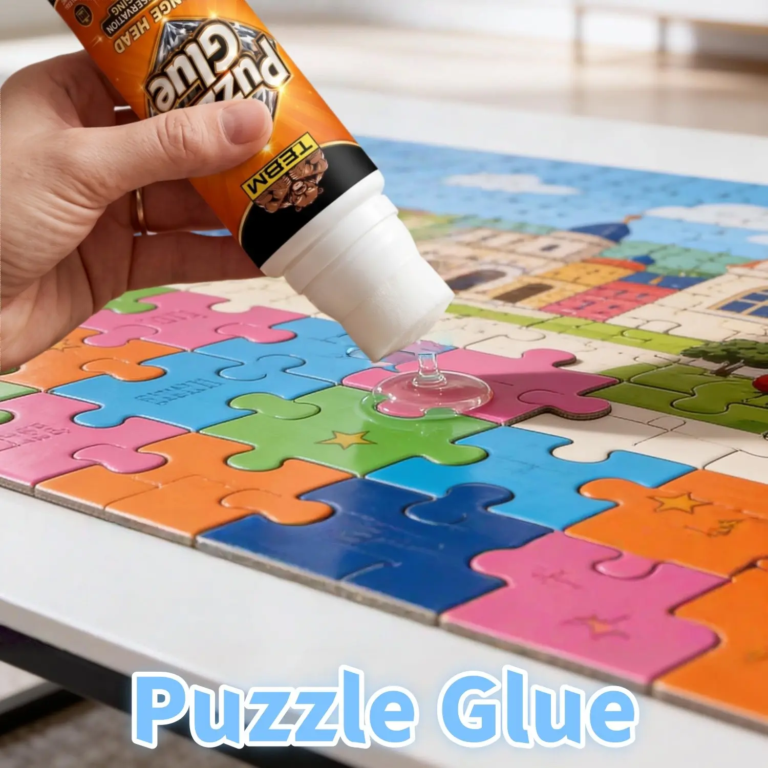 Jigsaw Puzzle Locking Preserving Compound with Sponge Applicator, Clear Gloss Anti-Yellow Protective Coating to Secure Puzzle Pieces, Fits All Sizes Finished Jigsaws, Specially for DIY Puzzle Framing