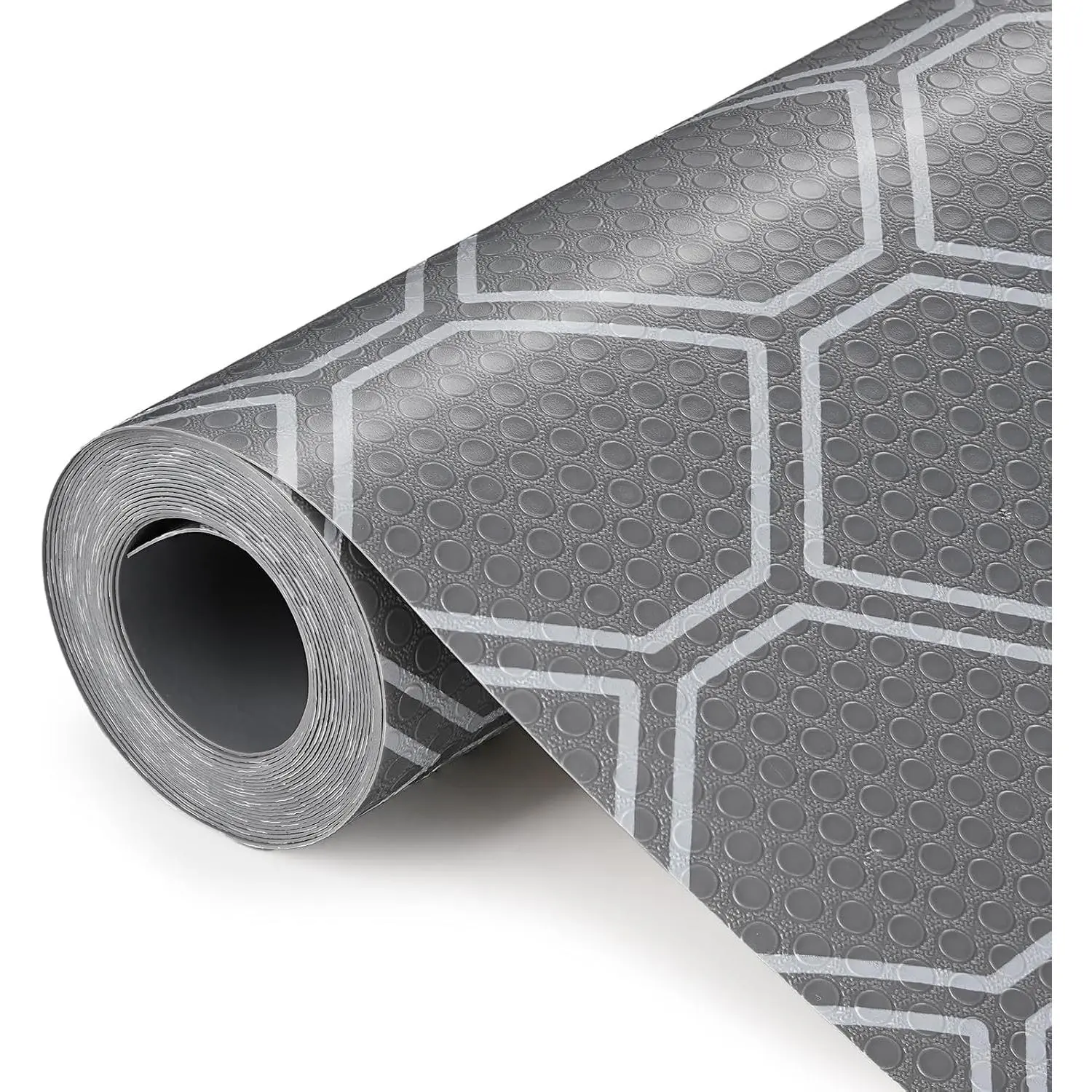 Non-Adhesive Shelf Liner Roll - Easy to Cut EVA Shelf Drawer Liners |  No-Slip Cabinet Drawer Mat for Kitchen, Refrigerator, Bathroom, 12" x 118", Grey
