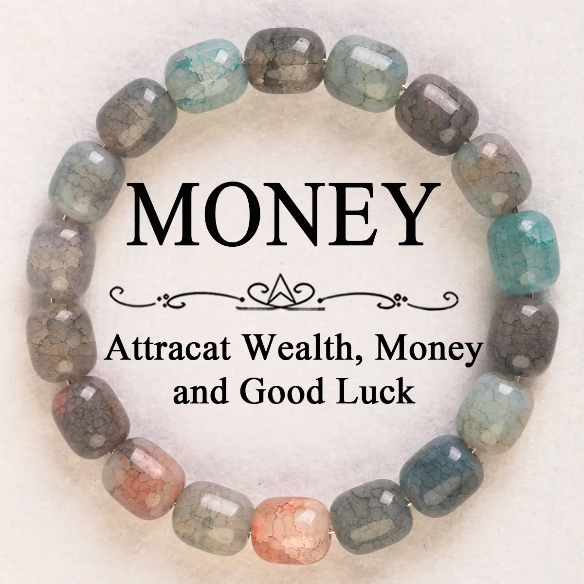 GADASLUY Indian Agate Bead Money Bracelet - Natural Stone Bracelets & Bangles, Wealth-Attracting Handmade Skin-Friendly Jewelry for Daily Wear, Gift Giving