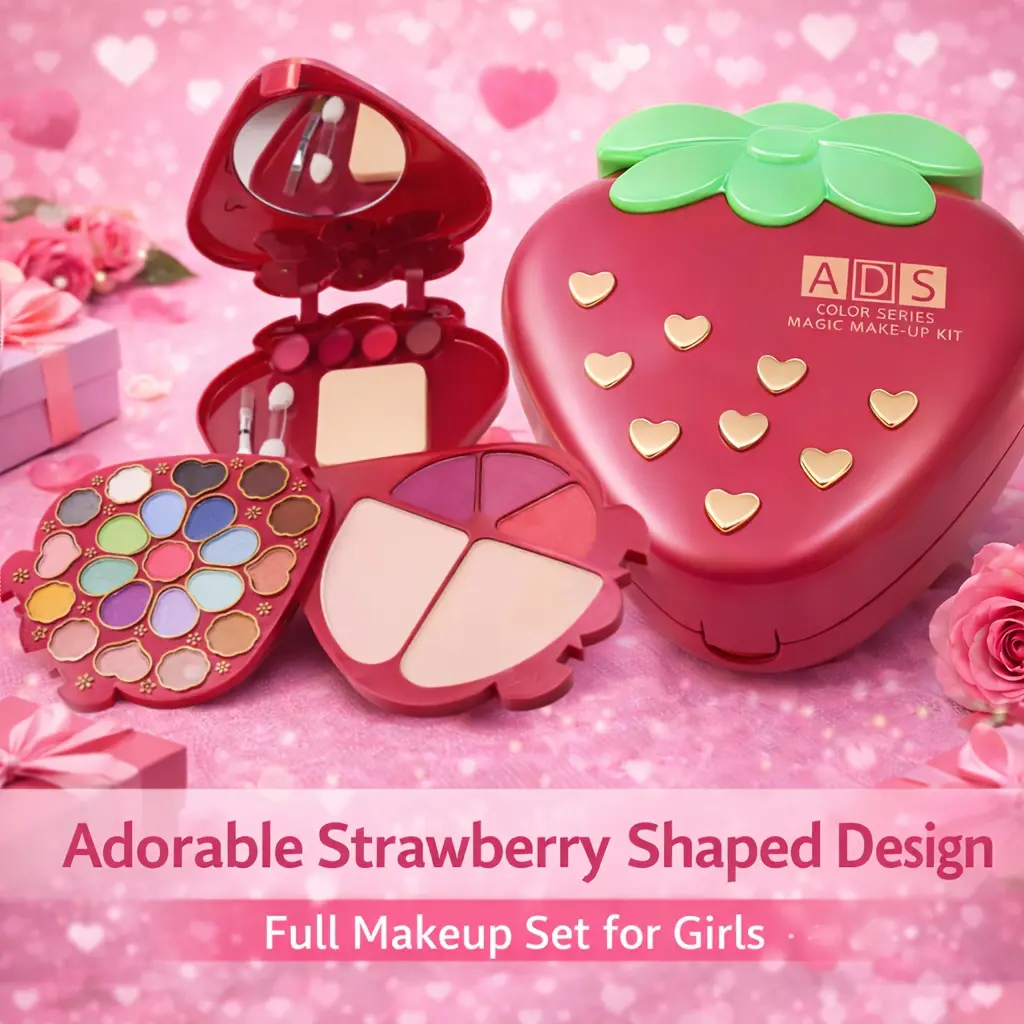 [30-Color Makeup Set] Strawberry Makeup Palette Includes a 30-Color Makeup Set: 21 Eyeshadows + 4 Lip Glosses + 3 Blushes + 2 Powders, with Brushes + Puff, and a Contouring Tool Set, Including a Dedicated Applicator for Easy Application, Su