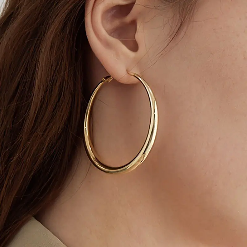 Women's Premium Stainless Steel Gold-Silver Hoop Earrings Set - Hypoallergenic, Lightweight, Unisex Piercing Jewelry for Daily Wear, Party, Gifting, Round Hoops, Gold Hoops, Plain