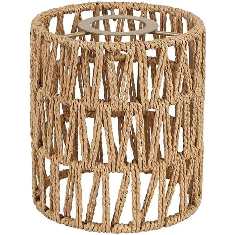 Small Rattan Lamp Shade Boho Shades Replacement H5.9''xΦ4.7'' Shades Ceiling Fan Light Covers Cylinder Woven Lampshade for Floor Lamps Pendant Light Chandelier Wall Sconces Light Fixture