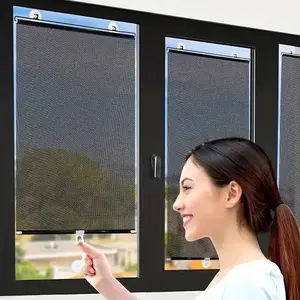 Drill-Free Retractable Heat Insulation Sun Shade, Suction Cup Easy Install Window Cover, Kitchen Balcony Living Room Glass Window, Foldable Window Cover