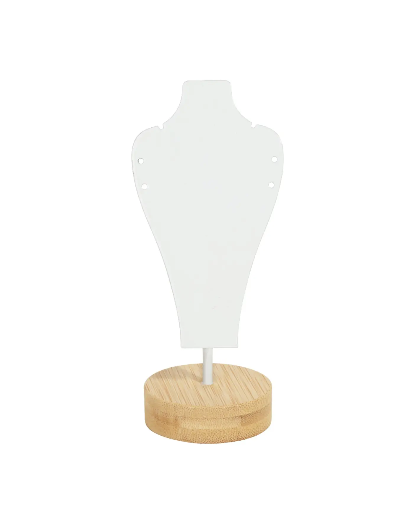Mini Jewelry Bust Display Stand with Bamboo Base, Necklace Earring Mannequin Holder, Photography Prop for Jewelry Shop Showcase