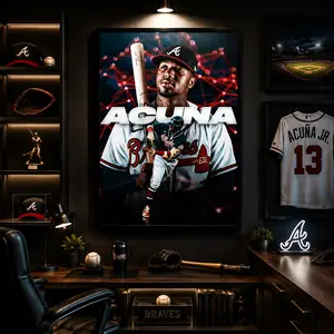 Ronald Acuña Jr. Canvas Wall Art Poster,Atlanta Braves Baseball Poster, MLB 13 Superstar Decor, Sports Room Decoration, Gift for Baseball Fans