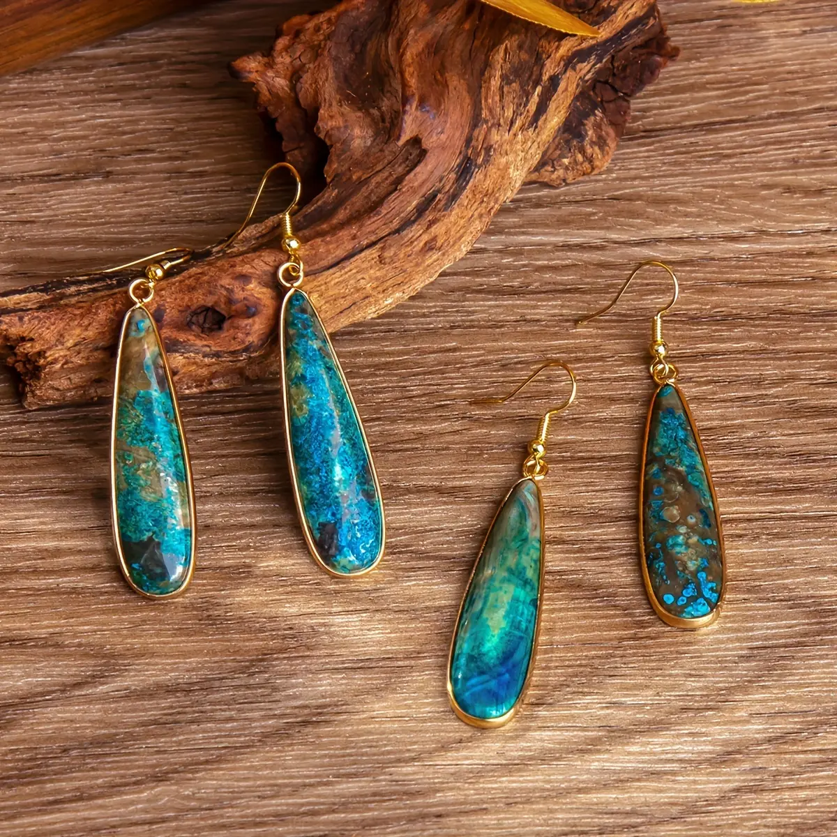 Women's Natural Turquoise Stone Dangle Earrings - Exquisite Teardrop Design, Party-Wear Gift-Ready Costume Jewelry