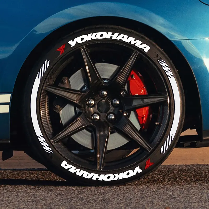 Yokohama Tire Stickers 8-Pack, Compatible with 4 Wheels, Jdm Modification Letter Stickers, Car Exterior Customization Decals, Automotive Decals, Stickers for Cars