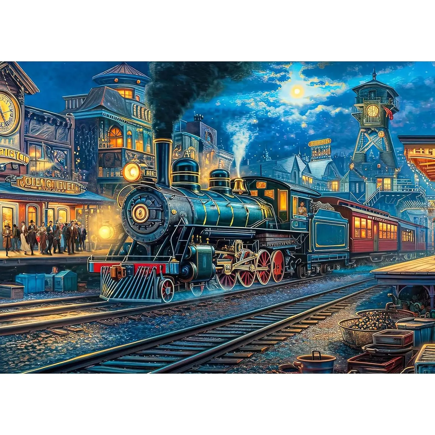 1000 Piece Puzzle for Adults, Train Departure Jigsaw Puzzle, Impossible Puzzles Game, Interlock Perfectly No Dust, Home Decoration Puzzle, Gift for Christmas Valentine Easter Parents
