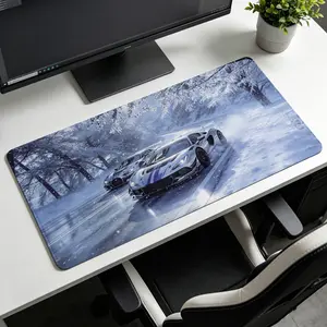 3D Banana Design Extra Large Sports Car Snowy Road Mouse Pad, Non-Slip Rubber Base, Stitched Edges, Washable, Multi-Size Premium Pad for Office Users’ Work/Gaming Desks, Precise Control, Desktop Protection & Decor, Gift for Loved Ones
