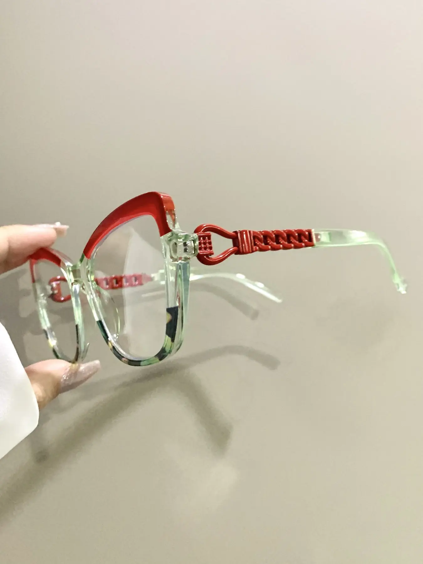 Large Cat-Eye Eyeglasses, Fashionable Frames Glasses, Trendy Frames, Patchwork Colorful Retro Y2K Style Glasses, Novelty Metal Hollow Frame Legs Eyeglasses for Men and Women