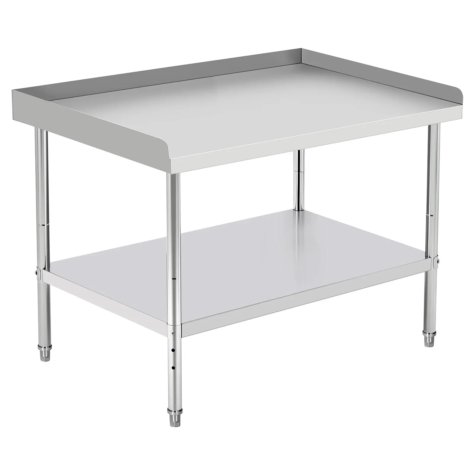 Stainless Steel Equipment Grill Stand Table 400 Lbs Capacity with Adjustable Legs,Edge Baffle