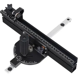 Compact Table  Miter Gauge with 360mm Fence and Multifunction Flip Stop and Positive Angle Stops, Miter Gauge for Table  Accessories, for Woodworking Cuts, Fits 3/4"x3/8" Slot
