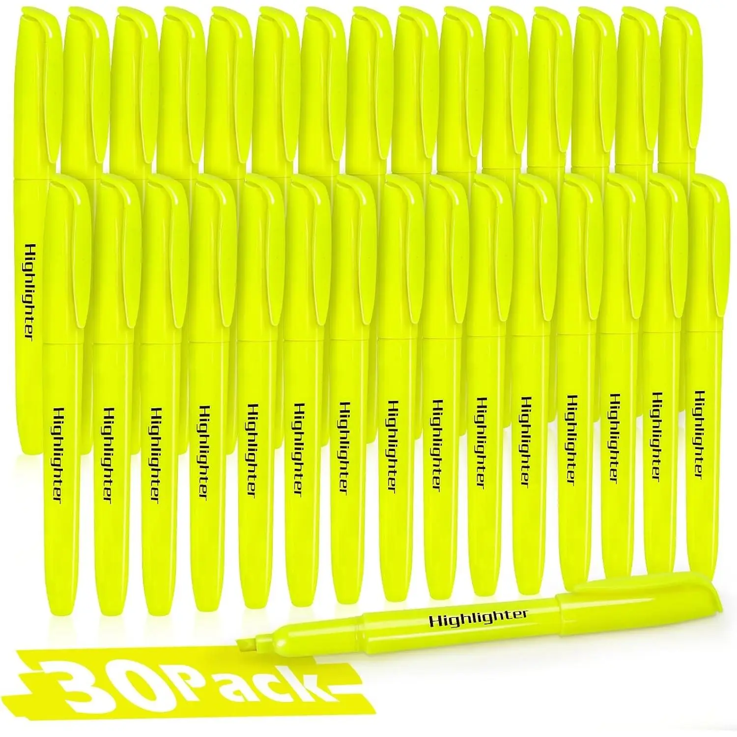 30 Yellow Highlighters, Chisel Tip Quick-Dry Markers, Bright Colors for Adults & Kids, Office Classroom Must Have, School Supplies for Teachers