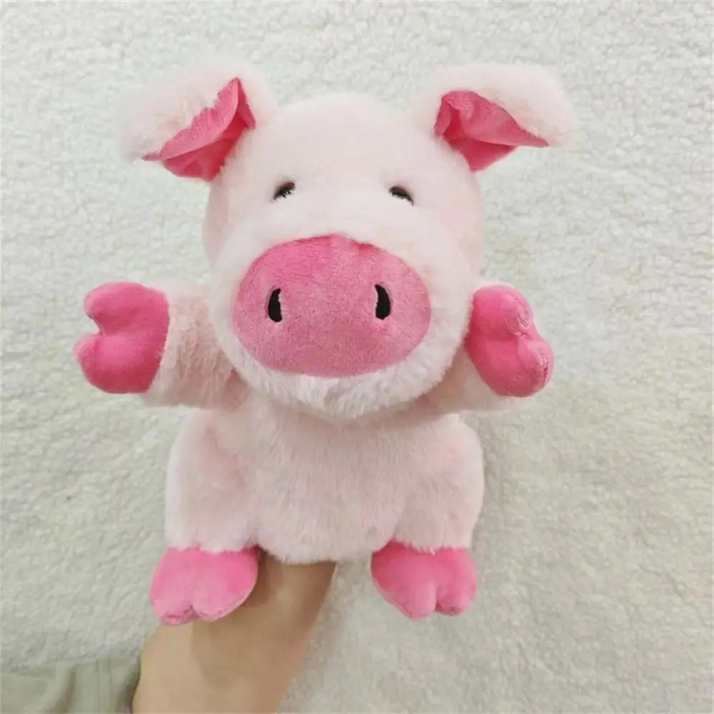 Plush Movable Mouth Animal Hand Puppets (Cow, Duck, Pig, Dog, Horse, Sheep) - Unisex Storytelling & Teaching Toys for Ages 2+, Classic Novelty Stress Relief Collectibles, 10 Inches
