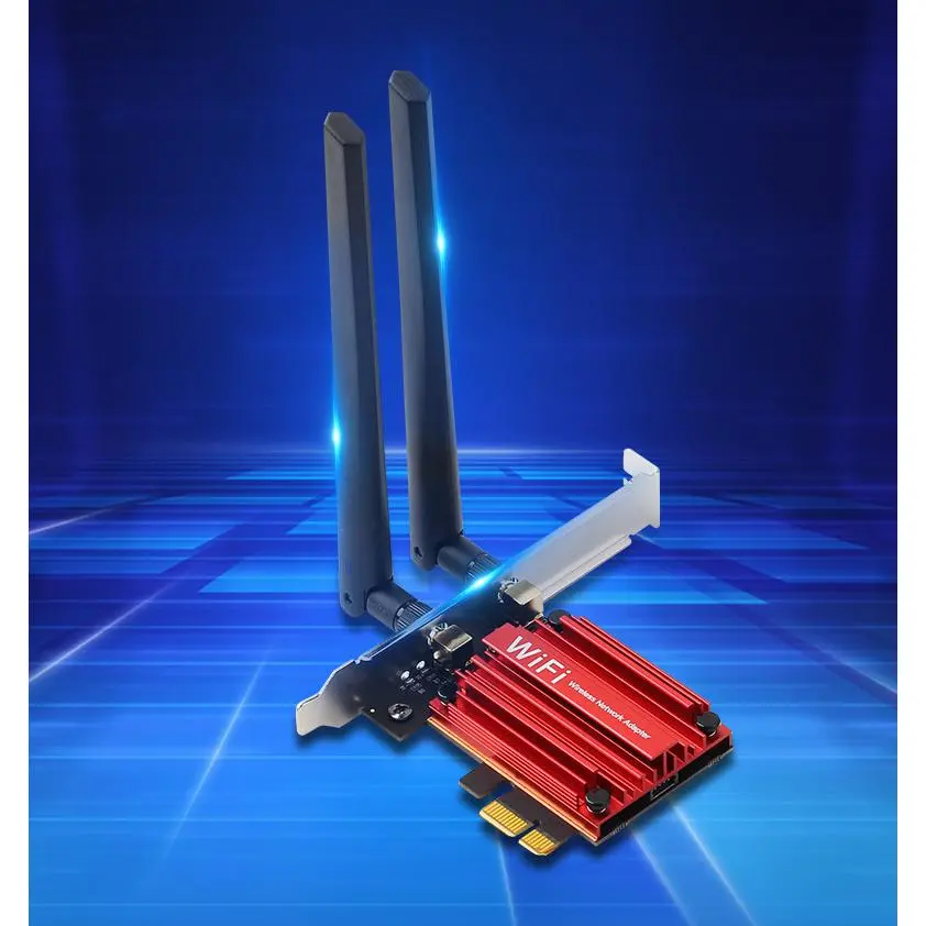 Dual Band PCIe WiFi Adapter for Desktop PC (PCIe Slot), 433Mbps 802.11ac 5G/2.4G High-Speed Wireless Card with 8dbi Standard, 10dbi Upgrade, 12dbi Powerful External Antenna Set for Gaming