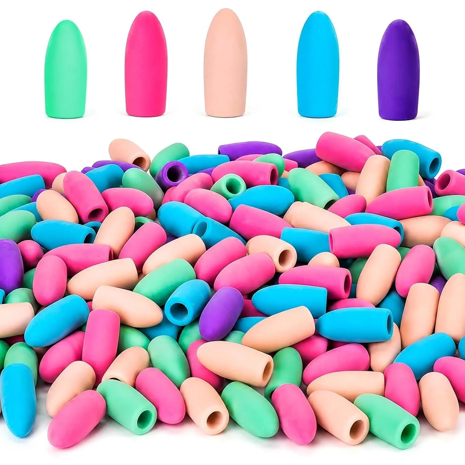 Cap Erasers for Pencils Pulk - 80 count Pencil Top Erasers Pencil Cap Toppers for Latex Free 5 Colors School Erasers Cap for Teachers Classroom  and Office