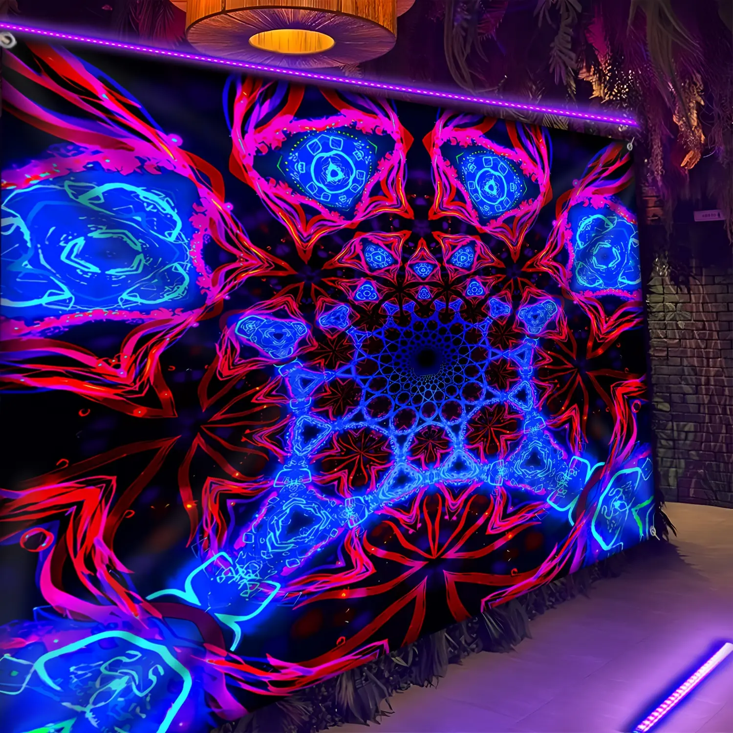 1pc Cool and Mysterious Energy Spider Web-UV Black Light Large Size Landscape Photo Background Wall Hanging, Outdoor Decor Tapestry, Party Decor, Wall Decoration Festive Gift, Drill Holes Easy to Hang