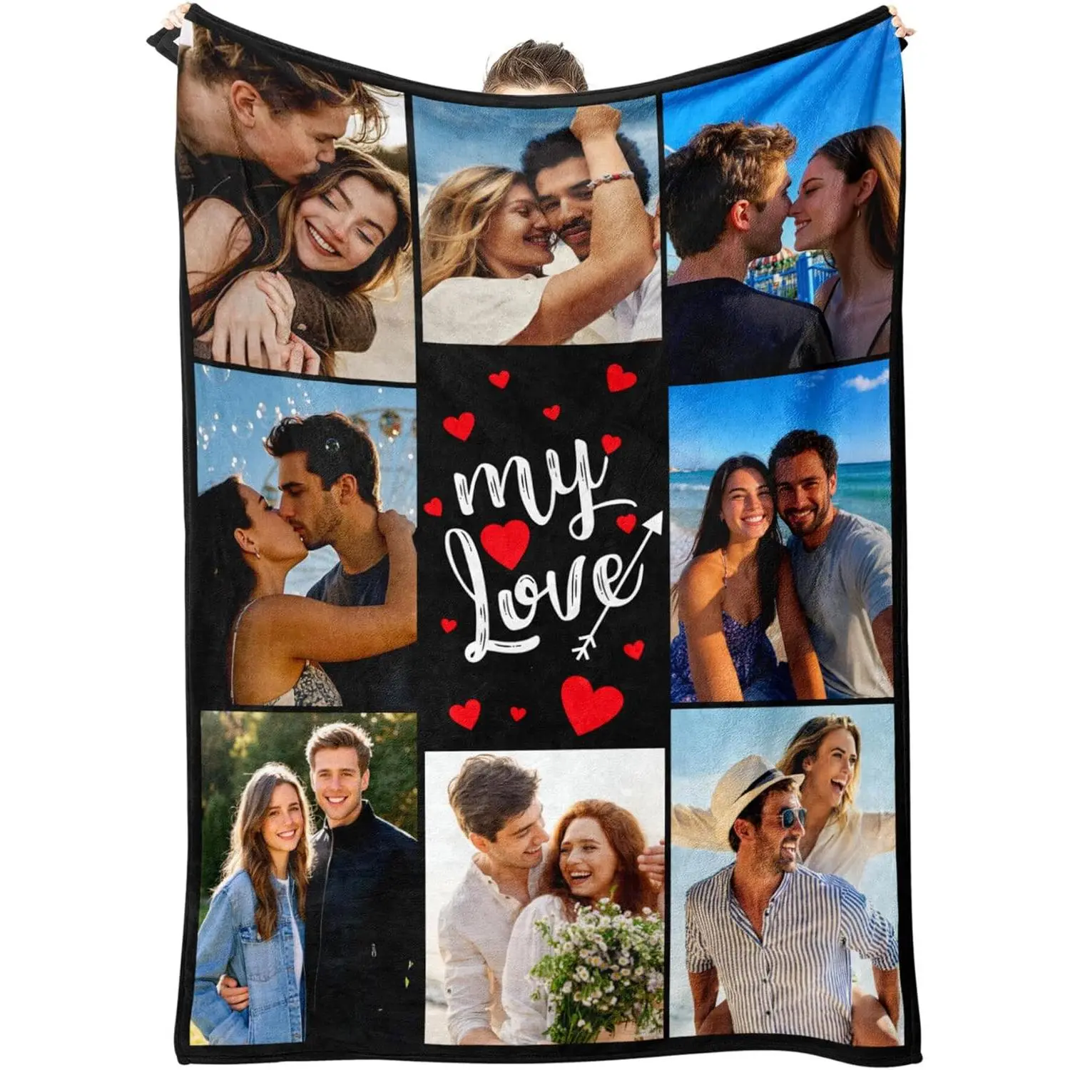 Custom Blanket with Picture Personalized Blanket Customizable Blanket Photo Blankets Customize Valentines Day Gifts for Her Him Girlfriend Boyfriend Wife