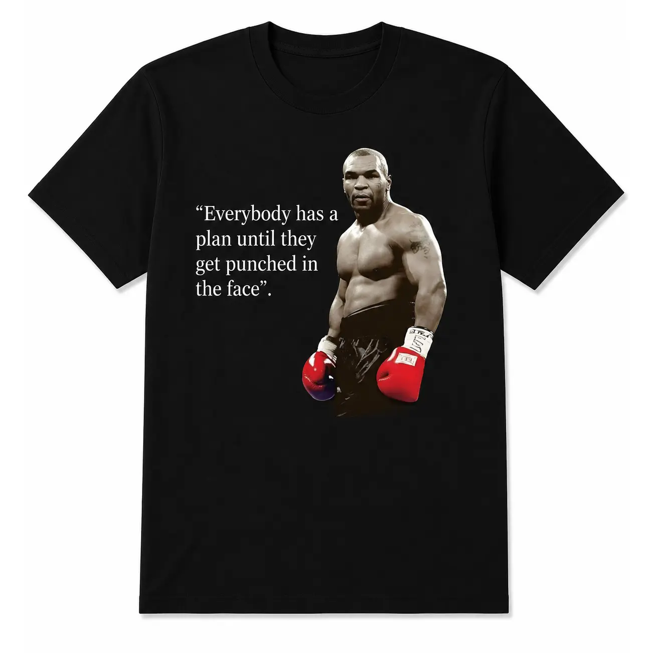 Iron Mike Tyson Quote T-Shirt for Men and Women, BlackUnisex Cotton Crewneck Tee, Trendy Boxing Graphic Shirt,Streetwear Style Top, Vintage InspiredMotivational Quote Tee, Cool Urban Fashion Printed Tee