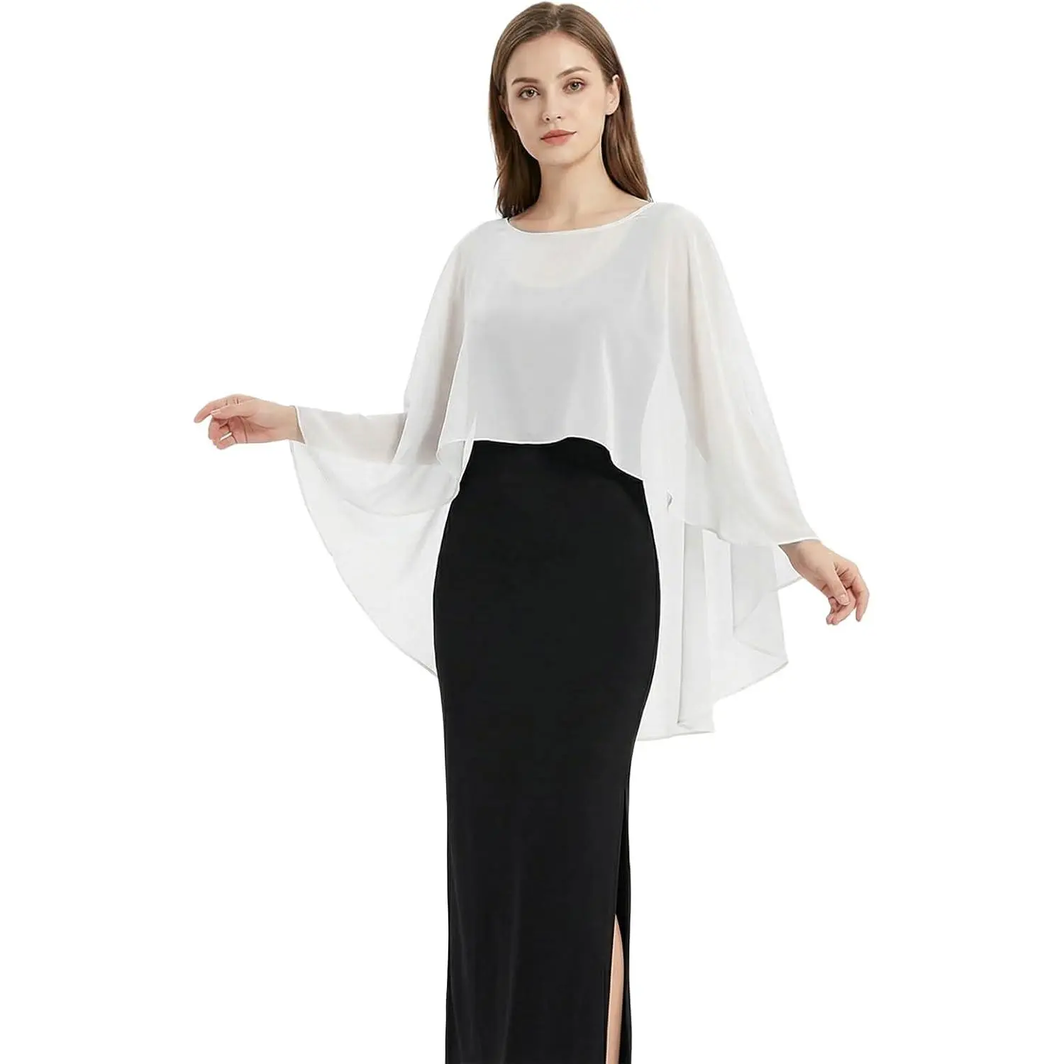 chiffon cape For Women - Elegant shawls for evening dresses Wedding Bridal Cover Up - Lightweight sheer shawl