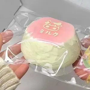 Kawaii Milk Cow Squishy Toy Soft Silicone Stress Reliever Slow Rising Squeeze  Toys Cute Pink Fidget Toys  for Alleviate Anxiety